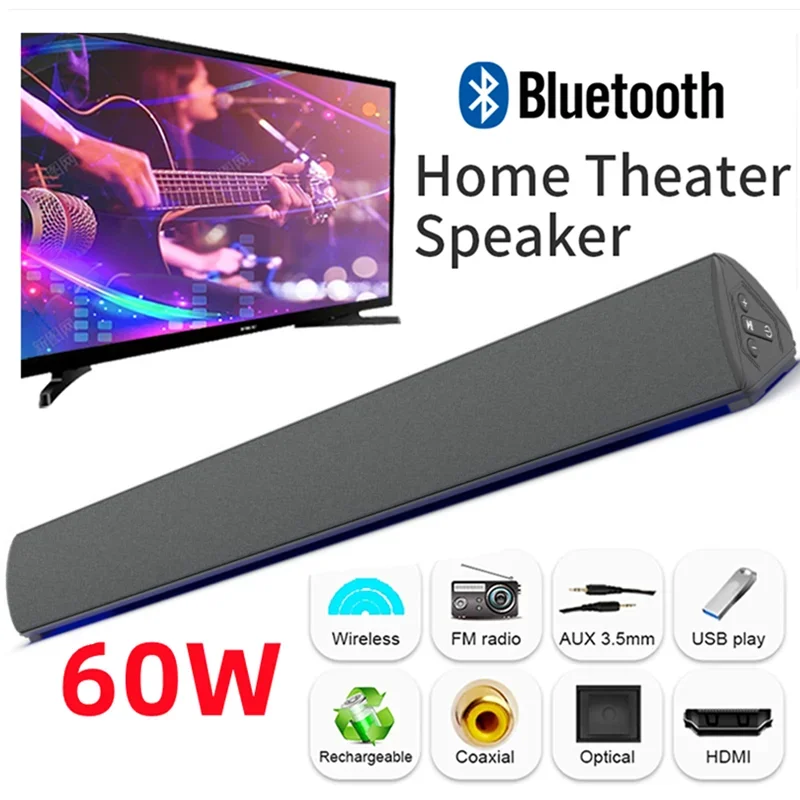 Home Cinema Speaker System - 60W Wireless TV PC Soundbar altoparlante