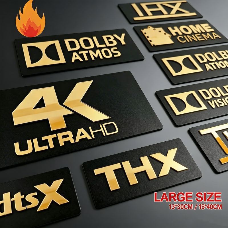 Home Cinema Dts X - Insegne 3D a Specchio Dorato per